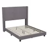 Emma And Oliver Upholstered Platform Bed With Vertical Channel Stitch Detail And Engineered Wood Frame - No Box Spring Required