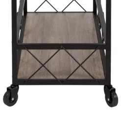 Merrick Lane Rolling Kitchen Serving And Bar Cart With Shelves And Wine Glass Holders In Distressed Light Oak Wood And Black Iron -Home Style Deals Store GUEST 012aee5d 8d85 4a07 add9 605660f2fdd0