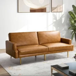 Lanna 76"Wide Vegan Leather Modern Style Convertible Futon Sofa Bed For Living Room Guest Bedroom | ARTFUL LIVING DESIGN -Home Style Deals Store GUEST 0186db79 f02f 498a ae0d f79c929e4342