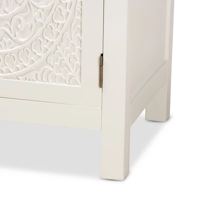 Lambert Wood 1 Drawer Nightstand White - Baxton Studio 4 Lambert Wood 1 Drawer Nightstand White - Baxton Studio - Image 4
