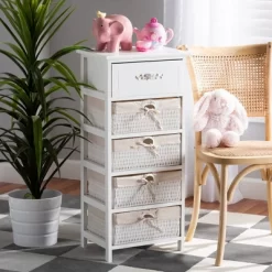 Madelia Wood 1 Drawer Storage Unit White - Baxton Studio -Home Style Deals Store GUEST 02c6cf1b f0ee 42fc a2b0 1a54390e7c3b
