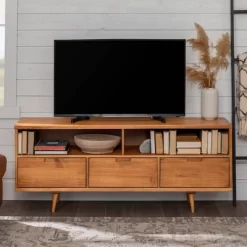 Cara Mid-Century Modern 3 Drawer TV Stand For TVs Up To 65" - Saracina Home -Home Style Deals Store GUEST 0382d846 581a 4903 9ef0 400ed4eadf41