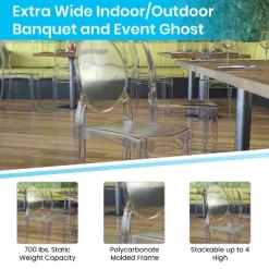 Emma And Oliver Set Of 4 Multifunctional Transparent Polycarbonate Resin Stacking Accent Chair With Extra Wide Seat For Vanity, Dining Room, Bedroom & Outdoor Events -Home Style Deals Store GUEST 03a5a232 6af9 4e98 a457 144bf096c55c