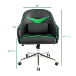 Costway Office Chair Task Desk Swivel Adjustable Height W/ Massage Lumbar Support BlueGreen