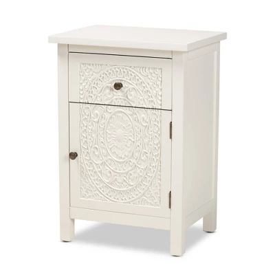 Lambert Wood 1 Drawer Nightstand White - Baxton Studio 3 Lambert Wood 1 Drawer Nightstand White - Baxton Studio - Image 3