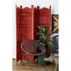 Traditional Wood Room Divider Screen Red - Olivia & May
