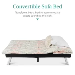 Best Choice Products Modern Faux Leather Convertible Futon Sofa W/ Removable Armrests, Metal Legs, 2 Cupholders -Home Style Deals Store GUEST 0467b735 53ab 4e00 84cb fb1815067ef5