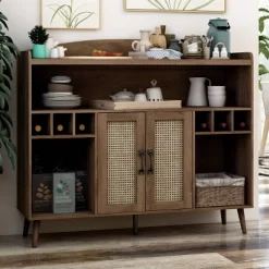 Klimar Open Shelves Buffet Distressed Walnut - MiBasics