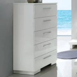 Mack 5 Drawer Chest Glossy White - MiBasics