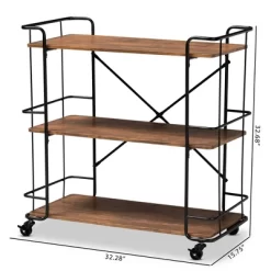 Neal Metal And Wood Kitchen Serving Cart Walnut/Black - Baxton Studio -Home Style Deals Store GUEST 053b7722 1b1c 4256 ae03 04b574cb0616