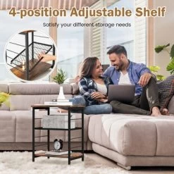 Costway 2 PCS 3-Tier Side End Table With Adjustable Mesh Shelf Narrow Nightstand -Home Style Deals Store GUEST 05dd7dc5 2972 4f2c b56c 7df8333de163