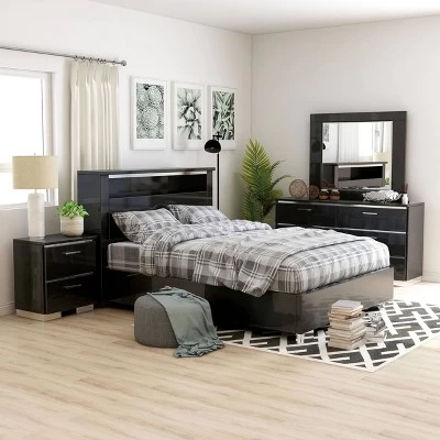 5pc Shorehaven Bedroom Set With 2 Nightstands Black/Chrome - MiBasics 1 5pc Shorehaven Bedroom Set With 2 Nightstands Black/Chrome - MiBasics