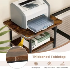 Costway 2-Tier Rolling Under Desk Printer Cart Machine Stand Storage Rack Brown -Home Style Deals Store GUEST 06f62aa3 4f21 4915 895d 6ed5970bb6e4