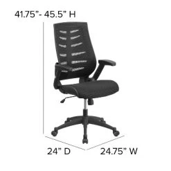 Emma And Oliver High Back Black Mesh Swivel Ergonomic Office Chair With Adjustable Flip-Up Arms -Home Style Deals Store GUEST 07369e61 888c 41bb 916d 9d31352f5243
