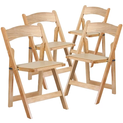 Emma And Oliver 4 Pack Wood Folding Chair With Vinyl Padded Seat 15 Emma And Oliver 4 Pack Wood Folding Chair With Vinyl Padded Seat - Image 15