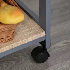 HOMCOM Mobile Rolling Kitchen Island Trolley Serving Cart With Underneath Drawer & Slide-Out Wire Storage Basket, Grey -Home Style Deals Store GUEST 07c49d36 100a 42ad 8e06 d3aa82edbcc7