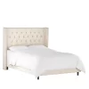 Louis Diamond Tufted Wingback Linen Bed - Skyline Furniture