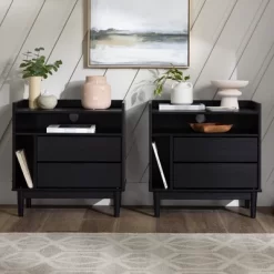 2pk Mid-Century Modern Solid Wood 2 Drawer Storage Nightstands - Saracina Home -Home Style Deals Store GUEST 081e1c93 fb83 4111 87a0 db5e67515069