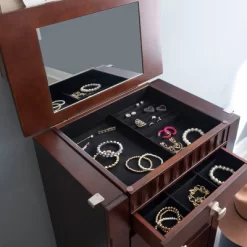 Tierra Contemporary Jewelry Armoire Merlot Brown - Powell Company -Home Style Deals Store GUEST 085558e9 c9e0 4e39 bd5e 249aa387810f