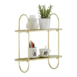 20" 2 Tier Warm Metal Hanging Bracket Wall Mounted Shelf Gold - Danya B. -Home Style Deals Store GUEST 0875ec14 f47f 4170 8168 0168df0d2e66
