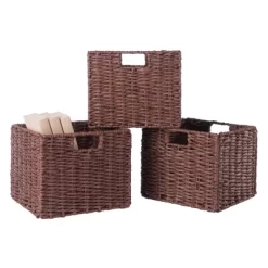 4pc Adriana Storage Bench With Baskets Walnut - Winsome -Home Style Deals Store GUEST 08f0a035 bc35 4b89 971b ba731e493b74