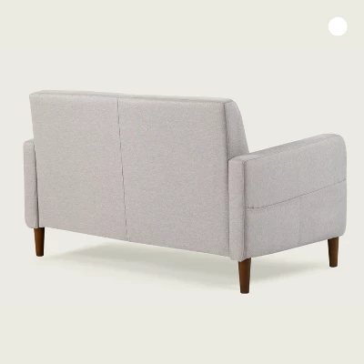 Adair Mid Century Modern Loveseat With Armrest Pockets Tufted Linen Fabric Light Gray - Mellow 1 Adair Mid Century Modern Loveseat With Armrest Pockets Tufted Linen Fabric Light Gray - Mellow