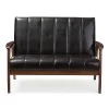 Nikko Mid-Century Modern Scandinavian Style Faux Leather Wooden 2 Seater Loveseat - Baxton Studio