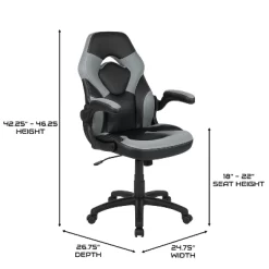 BlackArc High Back Gaming Chair With Gray And Black Faux Leather Upholstery, Height Adjustable Swivel Seat & Padded Flip-Up Arms -Home Style Deals Store GUEST 0a100cab da0a 49f1 a28f 1a625071798e