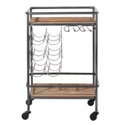Metal And Wood 2 Tiered Wine Rack Chart Gray - Olivia & May -Home Style Deals Store GUEST 0af7a7c0 8c7d 4f88 83bf 639e9e9f9ffb