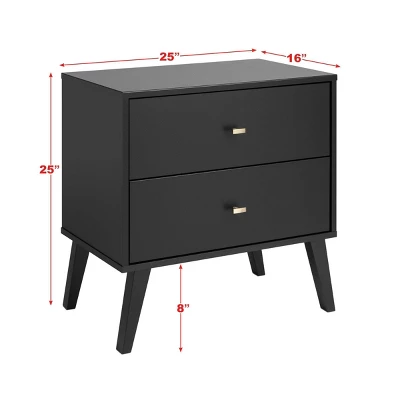 Mid Century Modern 2 Drawer Wide Nightstand - Prepac 8 Mid Century Modern 2 Drawer Wide Nightstand - Prepac - Image 8