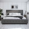 King Mercer Linen Upholstered Bed Light Gray - CosmoLiving By Cosmopolitan