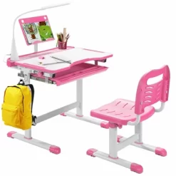 Costway Height Adjustable Kids Study Table And Chair Set W/Bookstand & Light Pink/Light Blue -Home Style Deals Store GUEST 0dfd01e3 2ccd 4d1a 9b15 86da777734ed