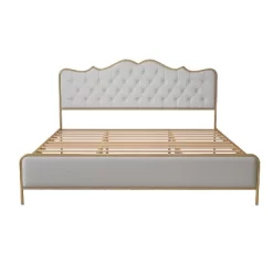 Classic Upholstered Platform Bed With Buckle Backrest, Metal Frame And Solid Wood Ribs-ModernLuxe -Home Style Deals Store GUEST 0e073169 fb3c 4a34 829a 87b90f3828b1