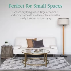 Best Choice Products Modern Faux Leather Convertible Futon Sofa W/ Removable Armrests, Metal Legs, 2 Cupholders - White -Home Style Deals Store GUEST 0f36b082 e78d 4c3e b091 31a8e7667e19