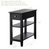 3Tier Nightstand Bedside Table Sofa Side End Table W/Double Shelves Drawer Black