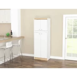 4 Doors Kitchen Storage Cabinet White/Oak - Inval