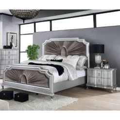 3pc Queen Bentlee Bedroom Set With 2 Nightstands Silver/Warm Gray - HOMES: Inside + Out