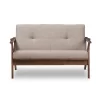 Bianca Mid-Modern Walnut Wood Fabric Tufted 2 Seater Loveseat Light Gray - Baxton Studio