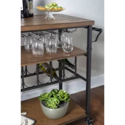 Austin Wine Cart Brown/Black - Linon -Home Style Deals Store GUEST 1086bb95 137d 4a51 a7c0 a85eb3b6d541