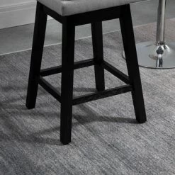 HOMCOM 28" Set Of 2 Swivel Bar Height Bar Stools, Armless Upholstered Barstools Chairs With Soft Padding Cushion And Wood Legs -Home Style Deals Store GUEST 1098181a bcec 4c01 9f40 d9481fda00c5