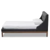 Louvain Modern And Contemporary Fabric Upholstered Walnut - Finished Platform Bed Dark Gray - Baxton Studio