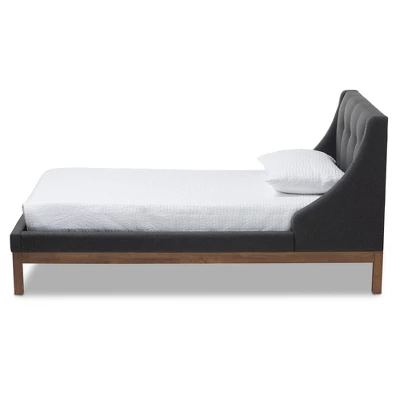 Louvain Modern And Contemporary Fabric Upholstered Walnut - Finished Platform Bed Dark Gray - Baxton Studio 1 Louvain Modern And Contemporary Fabric Upholstered Walnut - Finished Platform Bed Dark Gray - Baxton Studio