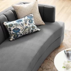 Encompass Channel Tufted Performance Velvet Curved Sofa Gray - Modway -Home Style Deals Store GUEST 111ae1a3 82c2 4446 ac06 8387eb4348be