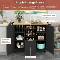 Costway Rolling Kitchen Island Utility Serving Cart With Drop Leaf Wine Rack Drawer -Home Style Deals Store GUEST 121823f3 17f9 4c17 ac0e d3c13d8514b9