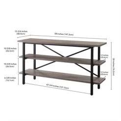 Triple Shelf Metal X-Accent TV Stand With Gray Oak Wood Shelves - Henn&Hart -Home Style Deals Store GUEST 1238cb6a 9feb 4afa 8632 1fdc1d0e0f29