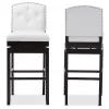 Set Of 2 Ginaro Faux Leather Button Tufted Upholstered Swivel Barstools White - Baxton Studio