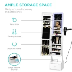 Best Choice Products Full Length LED Mirrored Jewelry Storage Organizer Cabinet W/ Interior & Exterior Lights -Home Style Deals Store GUEST 136a5590 d7e0 4866 8302 4b853bf6b2cd