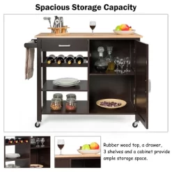 Costway 4-Tier Wood Kitchen Island Trolley Cart Storage Cabinet Brown -Home Style Deals Store GUEST 1402f438 7b05 497c 9f00 143bbcd38f4a
