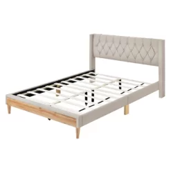Queen Size Upholstered Wood Platform Bed-ModernLuxe -Home Style Deals Store GUEST 1418593e 52cf 4275 a9f0 d2b8de1da3e3