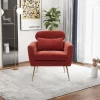29.5" Modern Chenille Accent Armchair With Gold Metal Legs And Throw Pillow - ModernLuxe